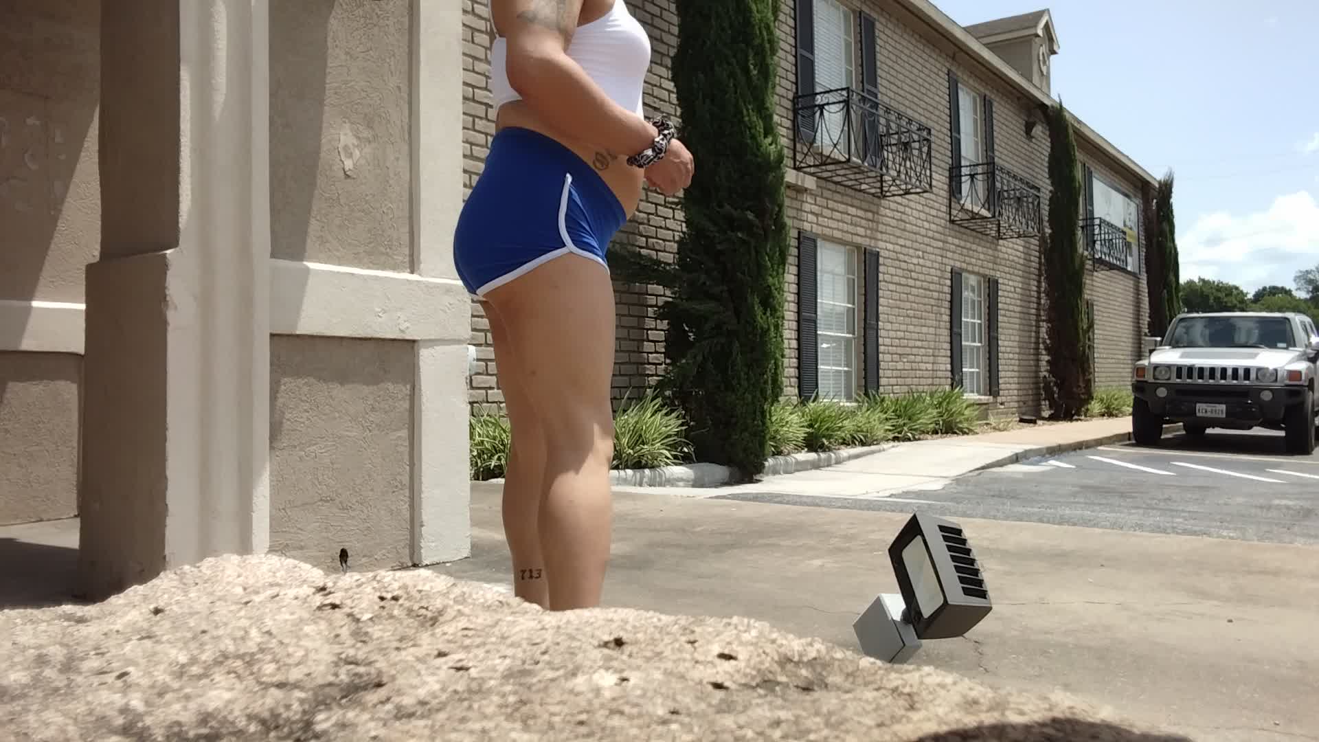 Blue Booty Shorts in the Summer.