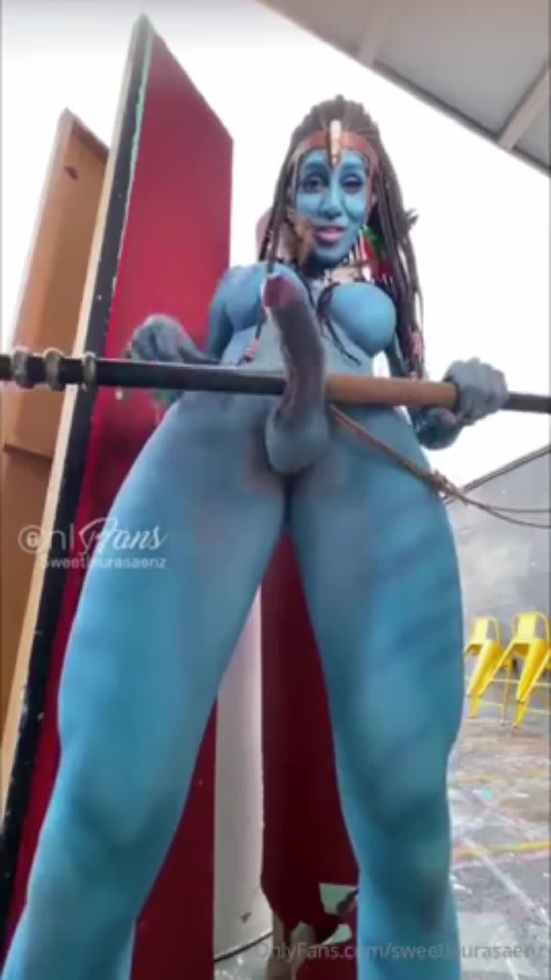 Shemale blue water cum